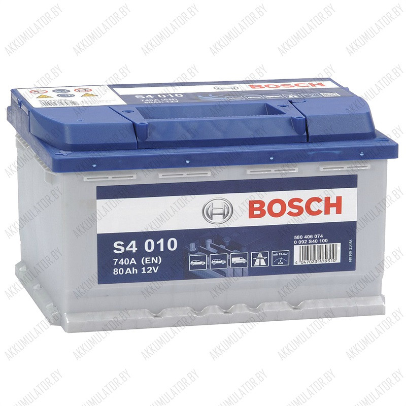 Аккумулятор Bosch S4 010 / [580 406 074] / Низкий / 80Ah / 740А