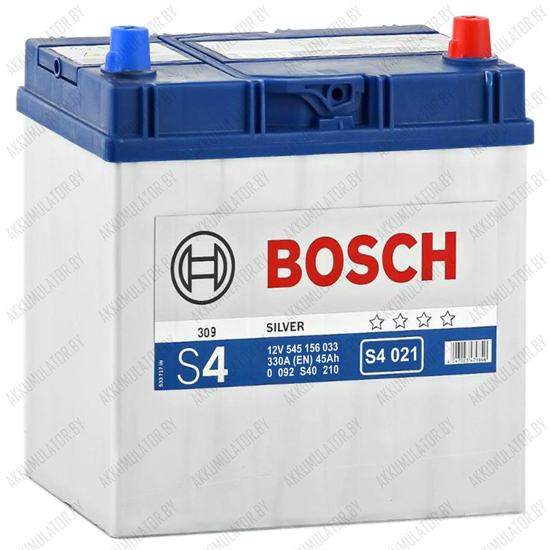 Аккумулятор Bosch S4 021 / [545 156 033] / 45Ah JIS / 330А / Asia - фото 1 - id-p75048460