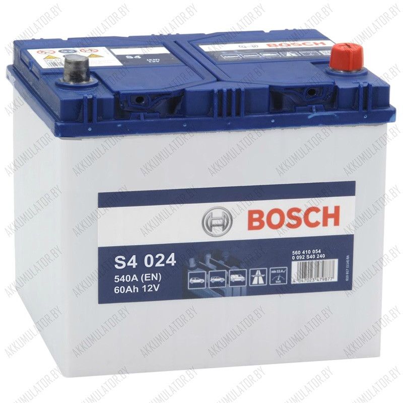 Аккумулятор Bosch S4 024 / [560 410 054] / 60Ah JIS / 540А / Asia - фото 1 - id-p75048463