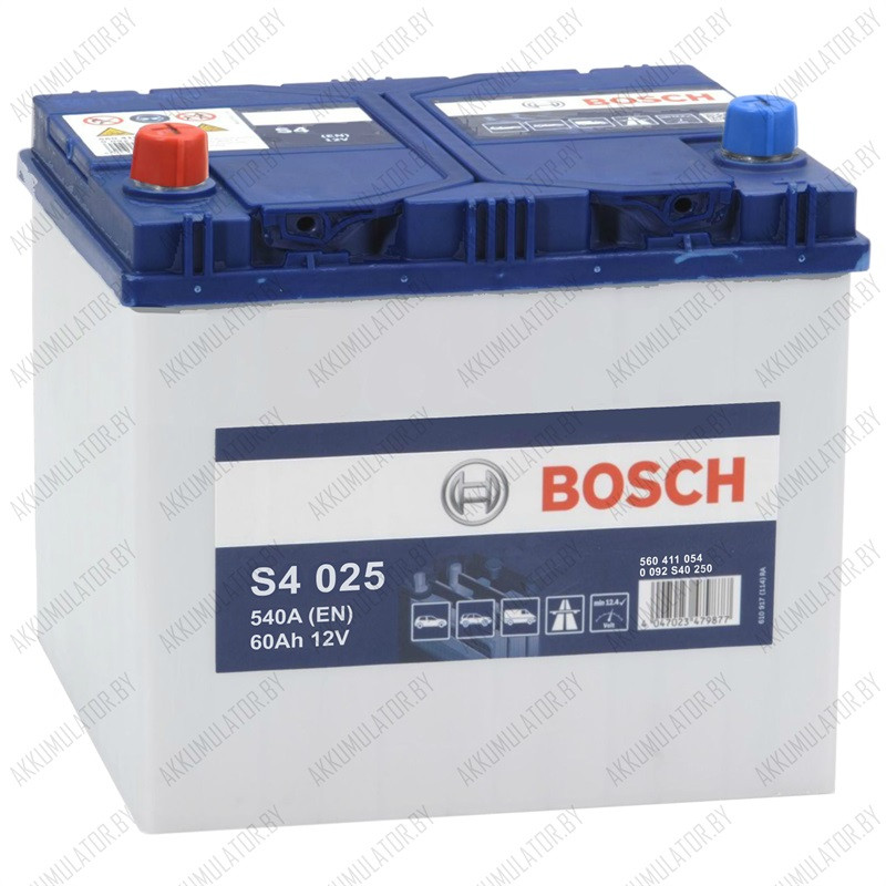 Аккумулятор Bosch S4 025 / [560 411 054] / 60Ah JIS / 540А / Asia / Прямая полярность