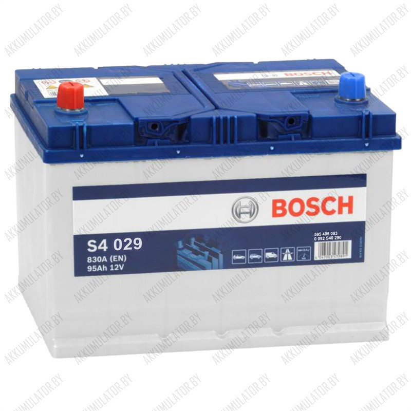 Аккумулятор Bosch S4 029 / [595 405 083] / 95Ah JIS / 830А / Asia / Прямая полярность - фото 1 - id-p75048469