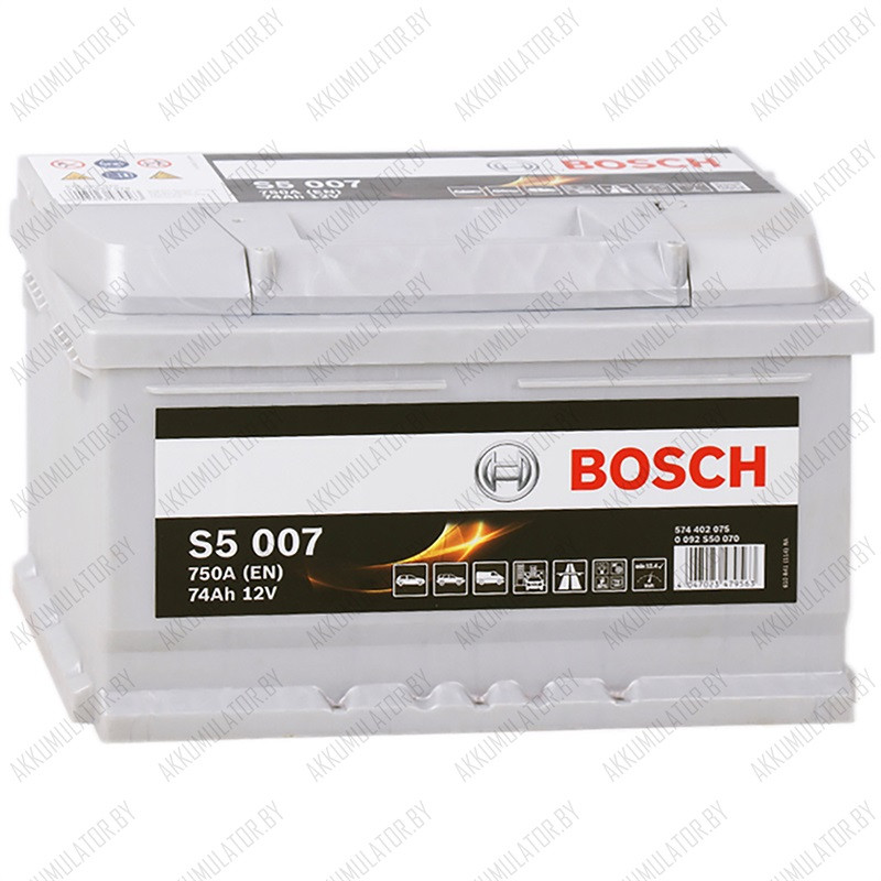 Аккумулятор Bosch S5 007 / [574 402 075] / Низкий / 74Ah / 750А - фото 1 - id-p75048477