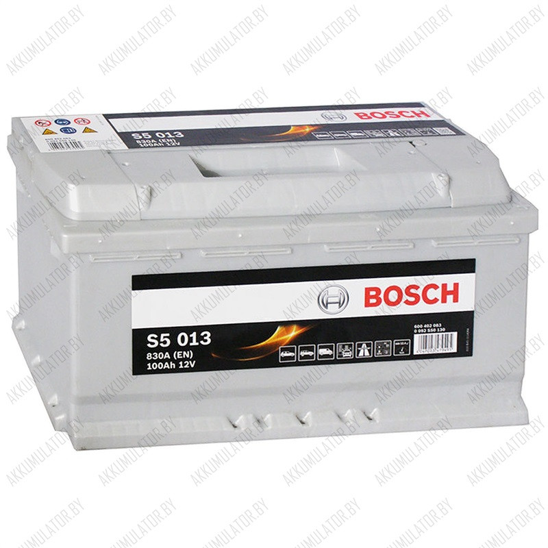 Аккумулятор Bosch S5 013 / [600 402 083] / 100Ah / 830А / Обратная полярность / 353 x 175 x 190