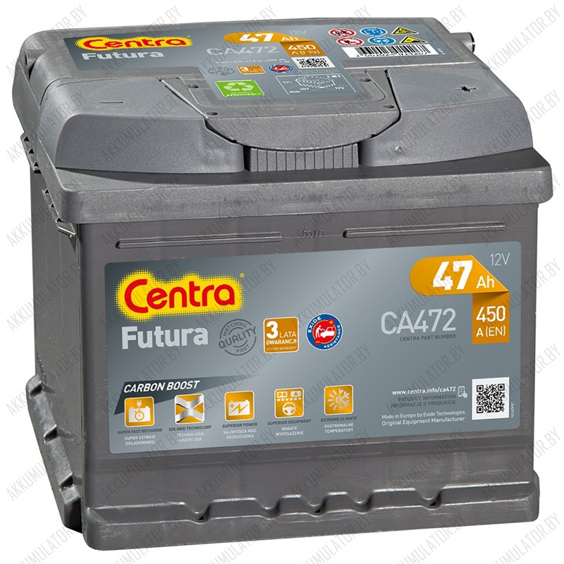 Аккумулятор Centra Futura CA472 / Низкий / 47Ah / 450А