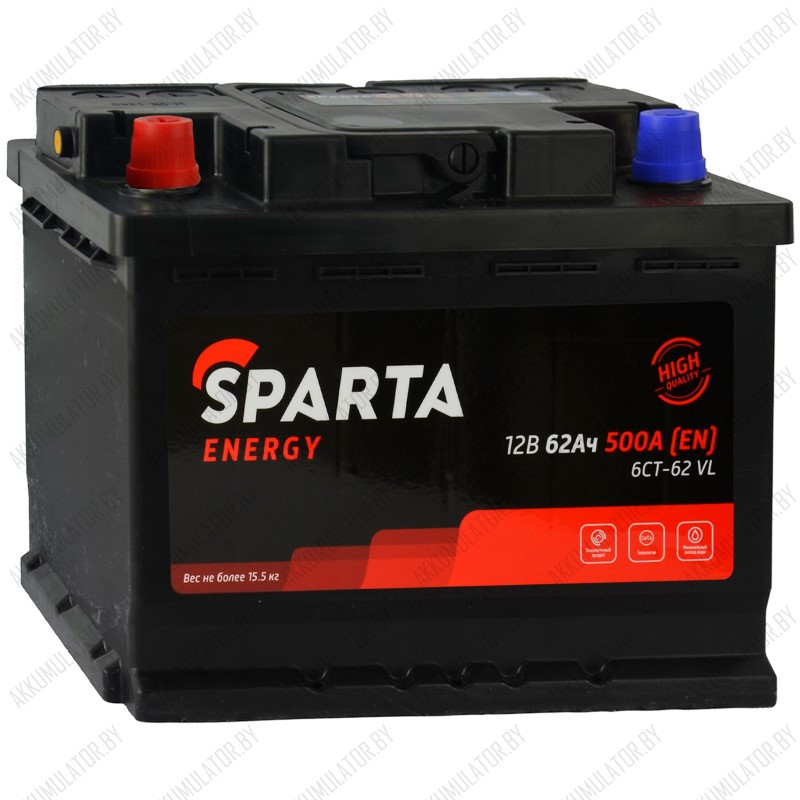 Аккумулятор AKOM Sparta Energy / 62Ah / 500А / Прямая полярность - фото 1 - id-p183895707