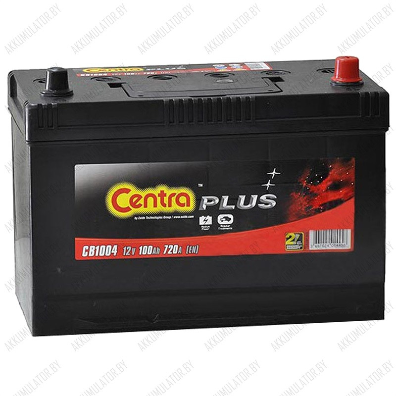 Аккумулятор Centra Plus CB1004 / 100Ah / 720А / Asia / Обратная полярность / 306 x 173 x 200 (220)