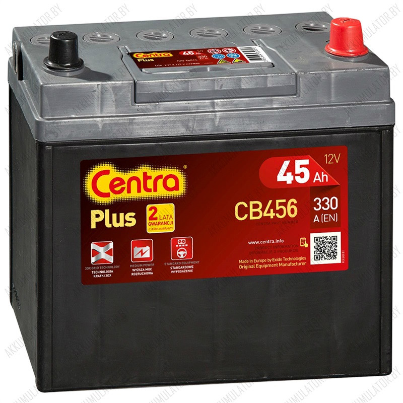 Аккумулятор Centra Plus CB456 / 45Ah / 330А / Asia