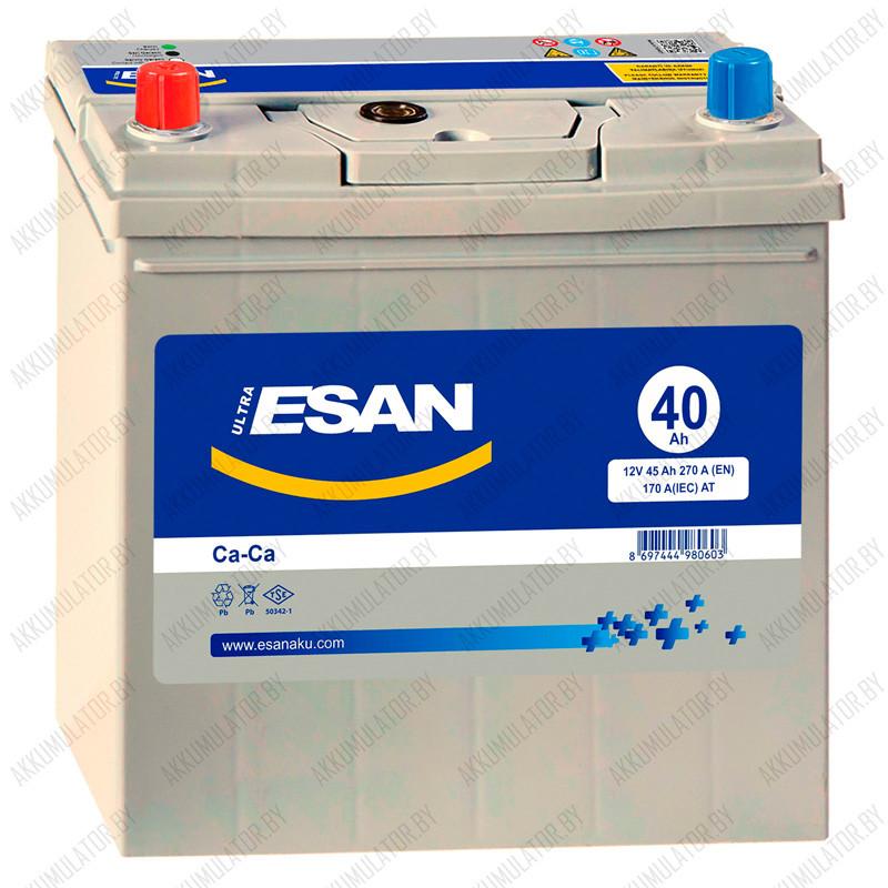 Аккумулятор ESAN Asia / 40Ah / 270А / Прямая полярность / Тонкие клеммы