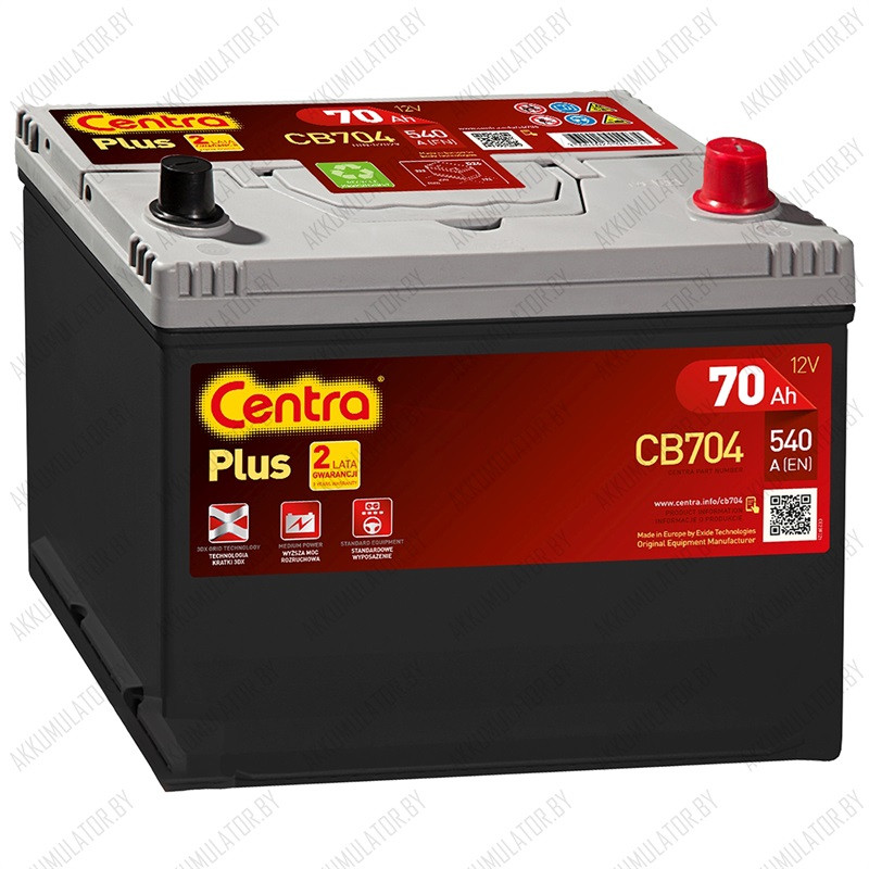 Аккумулятор Centra Plus CB704 / 70Ah / 540А / Asia - фото 1 - id-p75048541