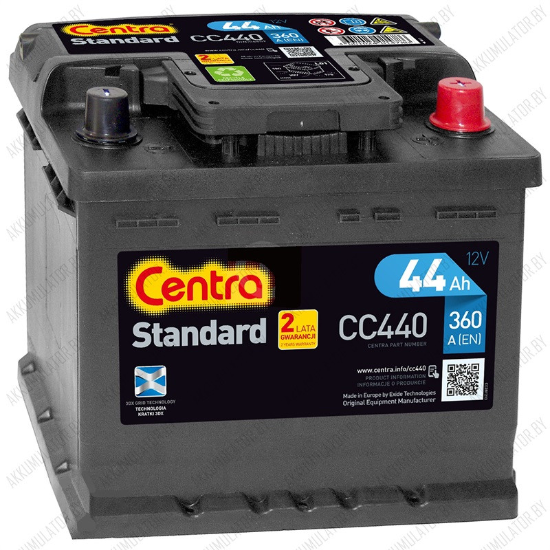 Аккумулятор Centra Standard CC440 / 44Ah / 360А - фото 1 - id-p75048552