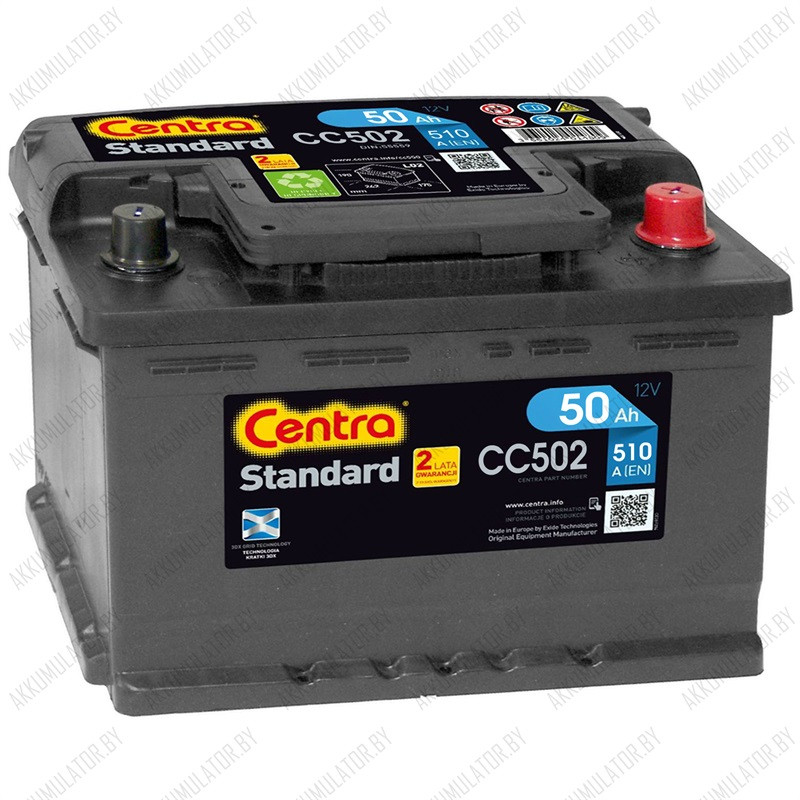 Аккумулятор Centra Standard CC502 / Низкий / 50Ah / 510А