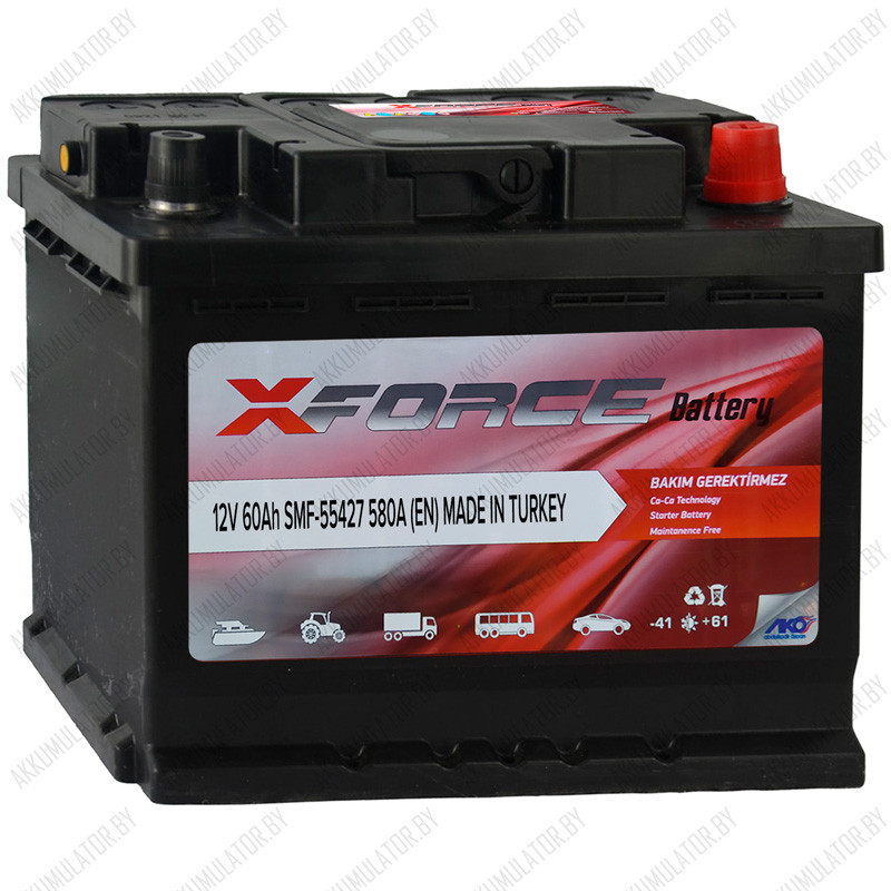 Аккумулятор XForce Battery / 60Ah / 580А / Низкий