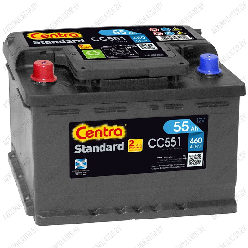 Аккумулятор Centra Standard CC551 / 55Ah / 460А / Прямая полярность