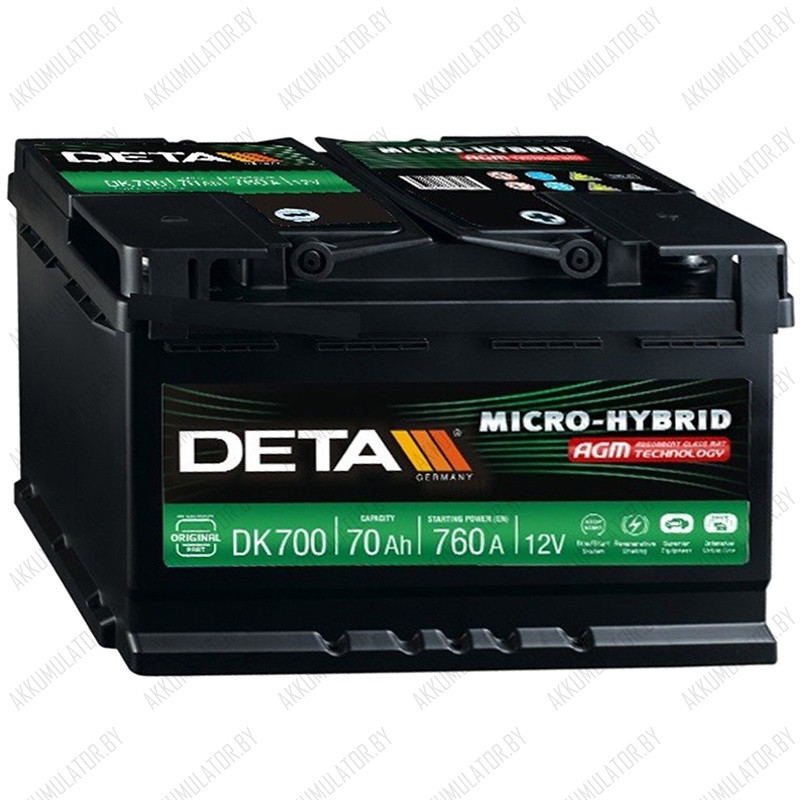 Аккумулятор DETA Micro-Hybrid AGM DK700 / 70Ah / 760А