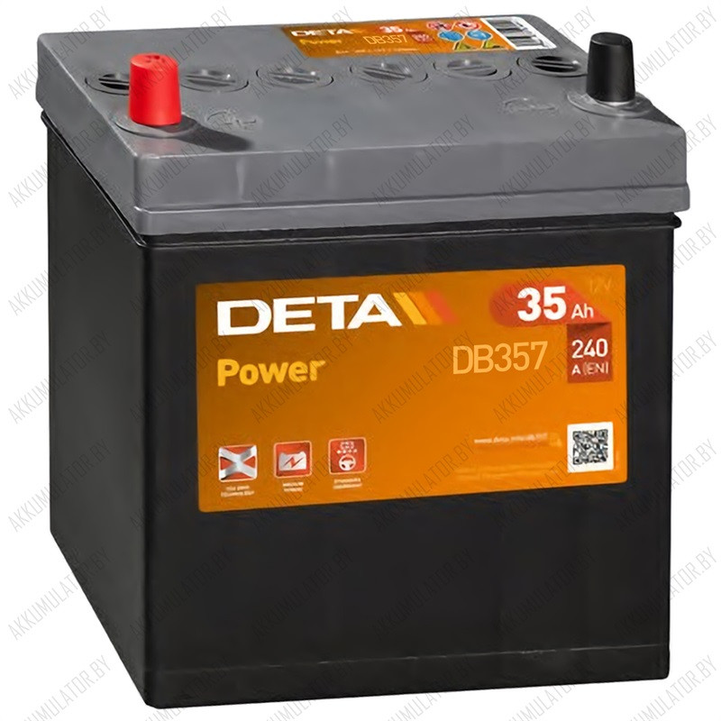 Аккумулятор DETA Power DB357 / 35Ah / 240А / Asia / Прямая полярность - фото 1 - id-p75048574