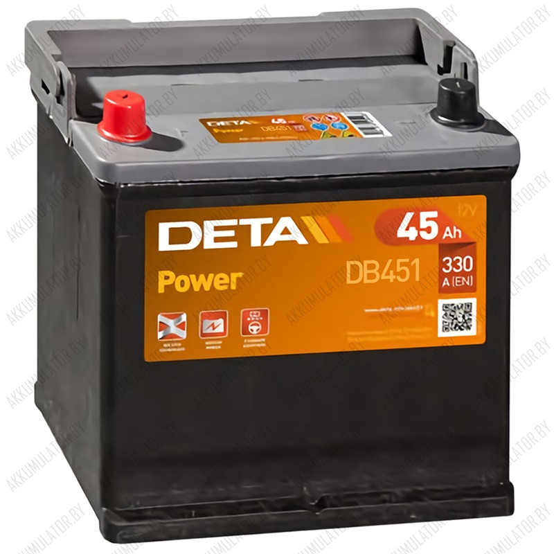 Аккумулятор DETA Power DB451 / 45Ah / 330А / Asia / Прямая полярность - фото 1 - id-p75048576