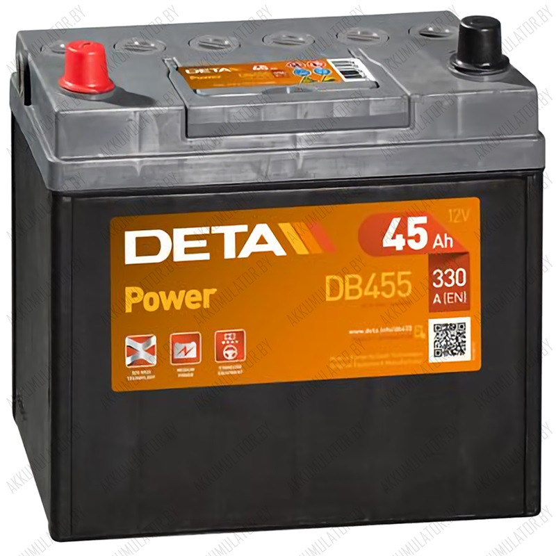 Аккумулятор DETA Power DB455 / 45Ah / 330А / Asia / Прямая полярность