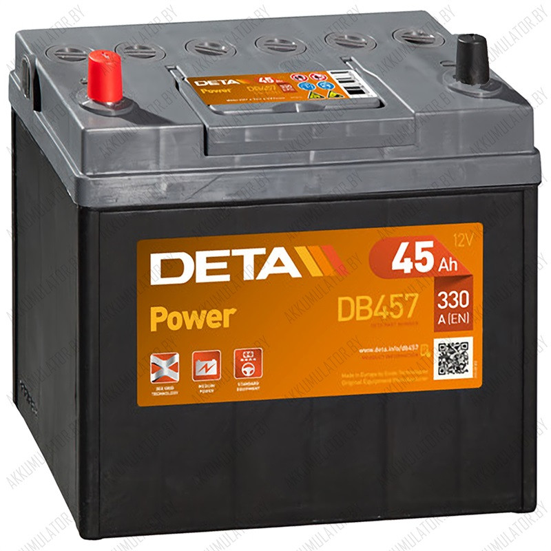 Аккумулятор DETA Power DB457 / 45Ah / 330А / Asia / Прямая полярность