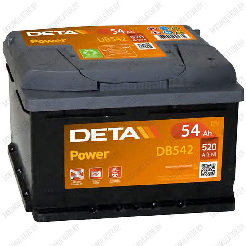 Аккумулятор DETA Power DB542 / Низкий / 54Ah / 520А / Прямая полярность - фото 1 - id-p75048581