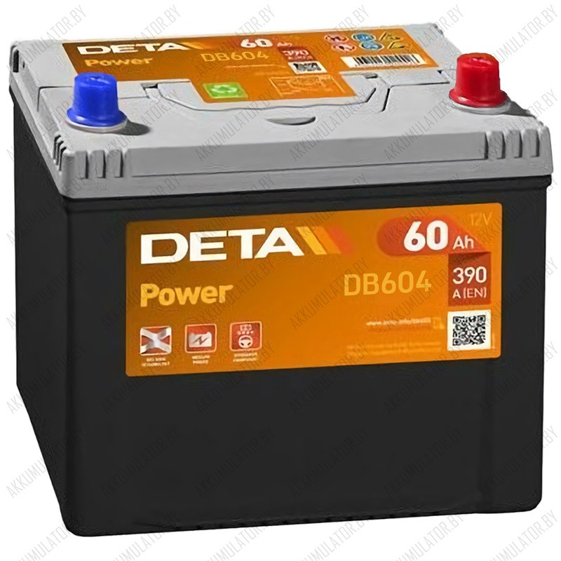 Аккумулятор DETA Power DB604 / 60Ah / 390А / Asia / Прямая полярность