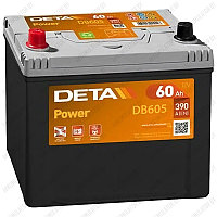 Аккумулятор DETA Power DB605 / 60Ah / 390А / Asia / Обратная полярность / 232 x 172 x 200 (220)