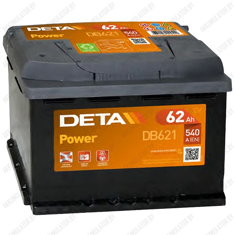 Аккумулятор DETA Power DB621 / 62Ah / 540А / Прямая полярность / 242 x 175 x 190