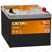 Аккумулятор DETA Power DB704 / 70Ah / 540А / Asia / Прямая полярность / 261 x 172 x 200 (220)