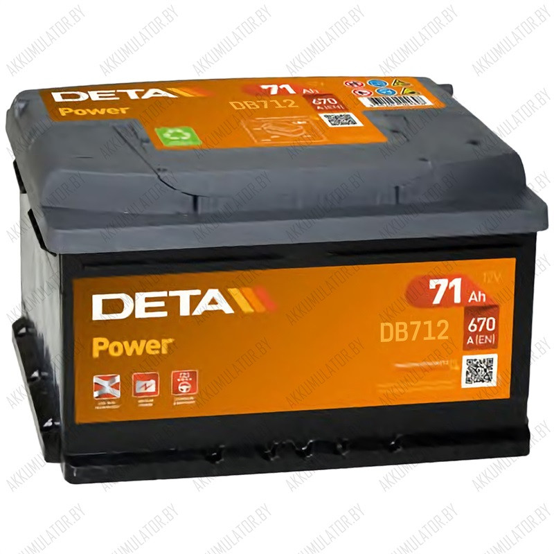 Аккумулятор DETA Power DB712 / Низкий / 71Ah / 670А - фото 1 - id-p75048589