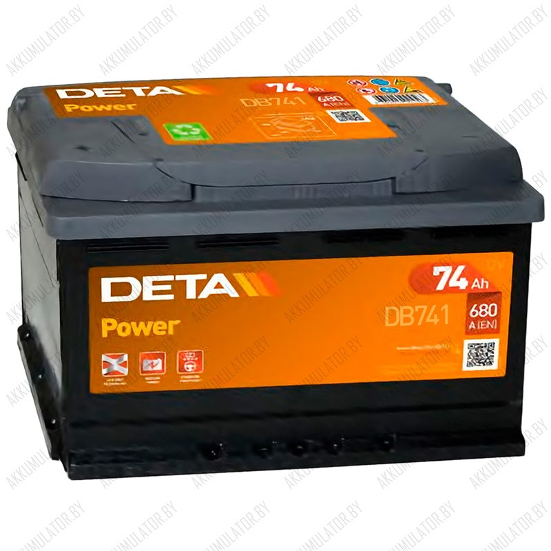 Аккумулятор DETA Power DB741 / 74Ah / 680А / Прямая полярность