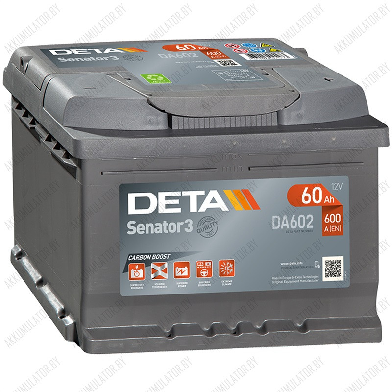 Аккумулятор DETA Senator3 DA602 / Низкий / 60Ah / 600А