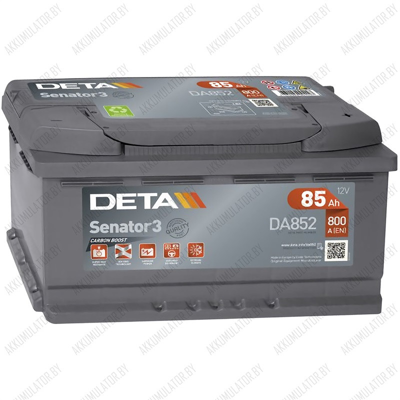 Аккумулятор DETA Senator3 DA852 / Низкий / 85Ah / 800А - фото 1 - id-p75048611