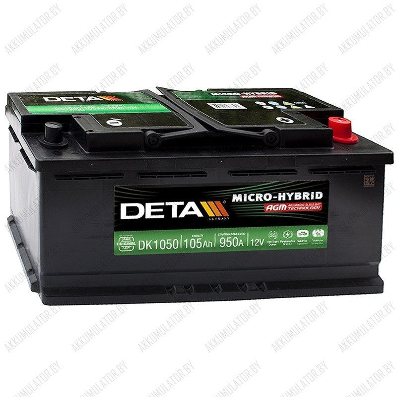Аккумулятор DETA Start-Stop AGM DK1050 / 105Ah / 950А