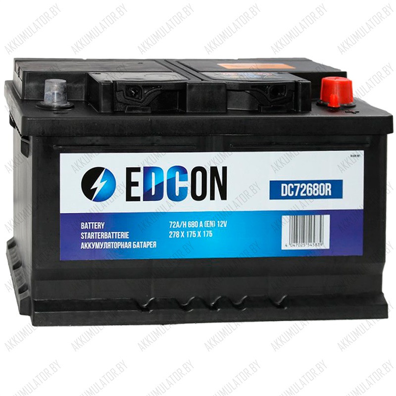 Аккумулятор EDCON DC72680R / Низкий / 72Ah / 680А