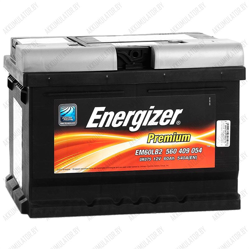 Аккумулятор Energizer Premium / [560 409 054] / Низкий / EM60LB2 / 60Ah / 540А - фото 1 - id-p75048662