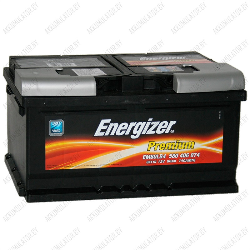 Аккумулятор Energizer Premium / [580 406 074] / Низкий / EM80LB4 / 80Ah / 740А