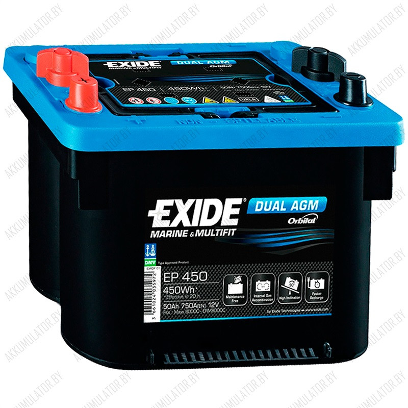 Аккумулятор Exide Dual AGM EP450 / 50Ah / 750А - фото 1 - id-p75048698