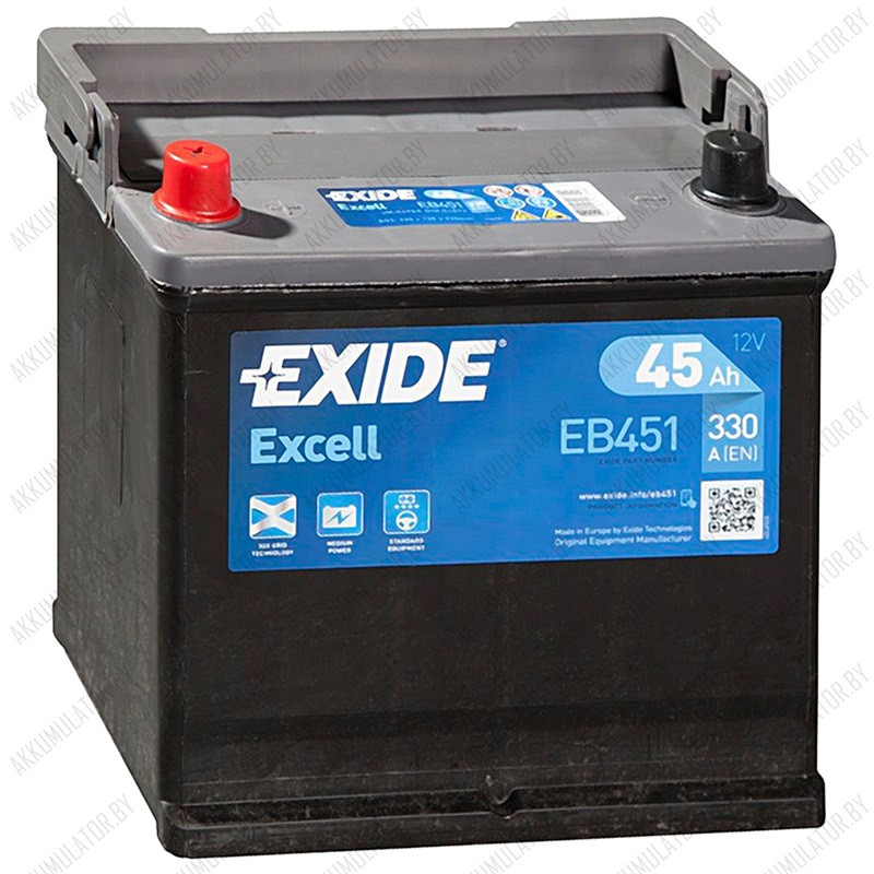 Аккумулятор Exide Excell EB451 / 45Ah / 300А / Asia / Прямая полярность