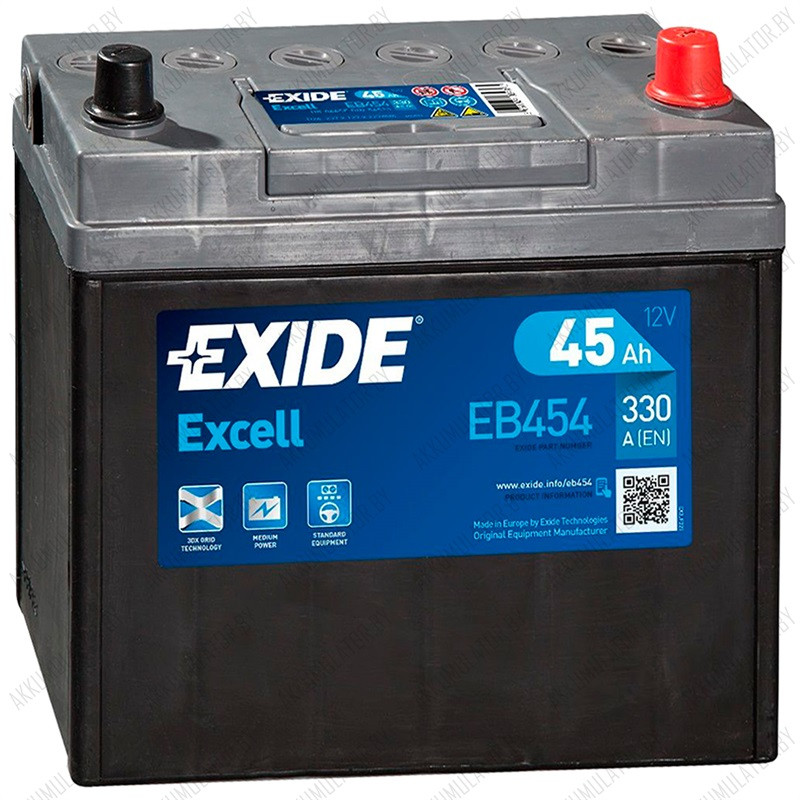 Аккумулятор Exide Excell EB454 / 45Ah / 300А / Asia - фото 1 - id-p75048710
