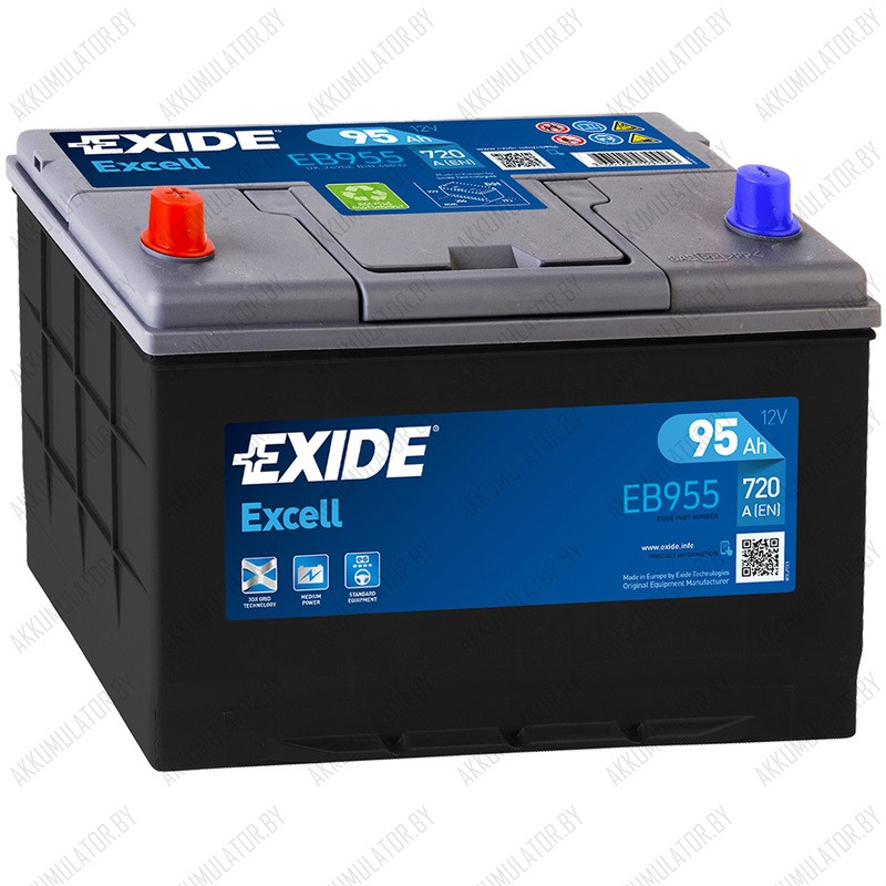 Аккумулятор Exide Excell EB955 / 95Ah / 720А / Asia / Прямая полярность - фото 1 - id-p75048735