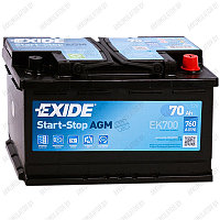 Аккумулятор Exide Hybrid AGM EK700 / 70Ah / 760А / Обратная полярность / 278 x 175 x 190
