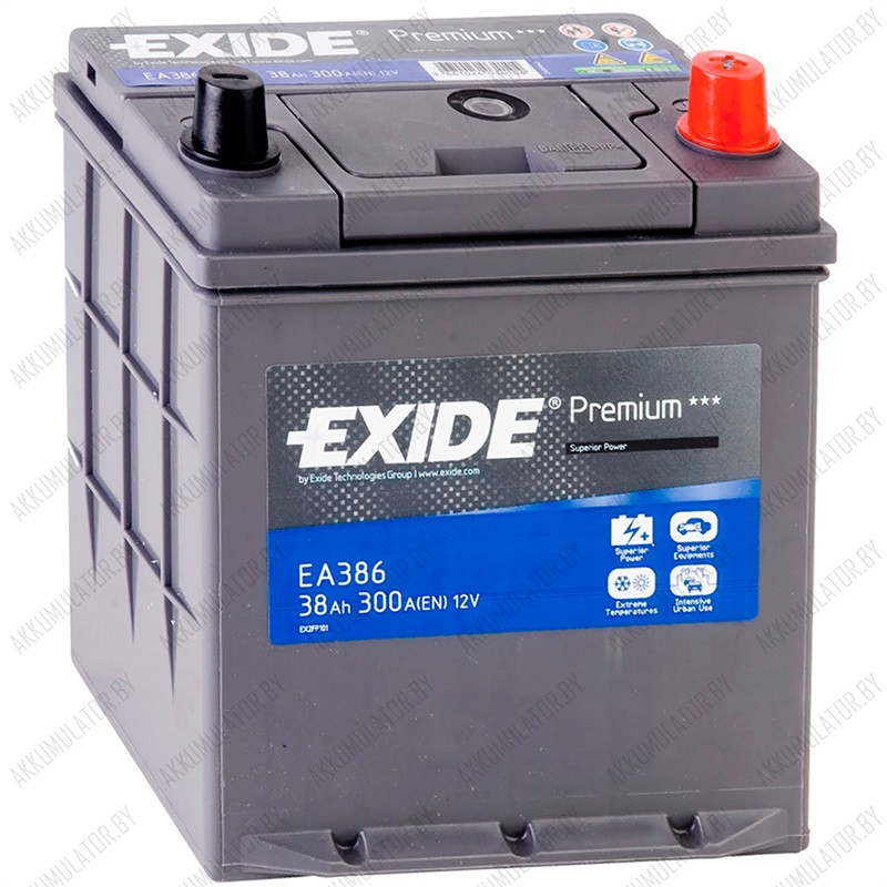 Аккумулятор Exide Premium EA386 / 38Ah / 300А / Asia