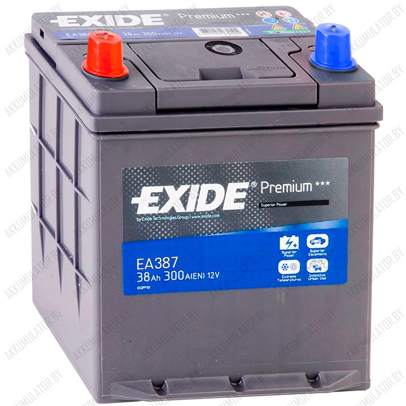 Аккумулятор Exide Premium EA387 / 38Ah / 300А / Asia / Прямая полярность - фото 1 - id-p75048758