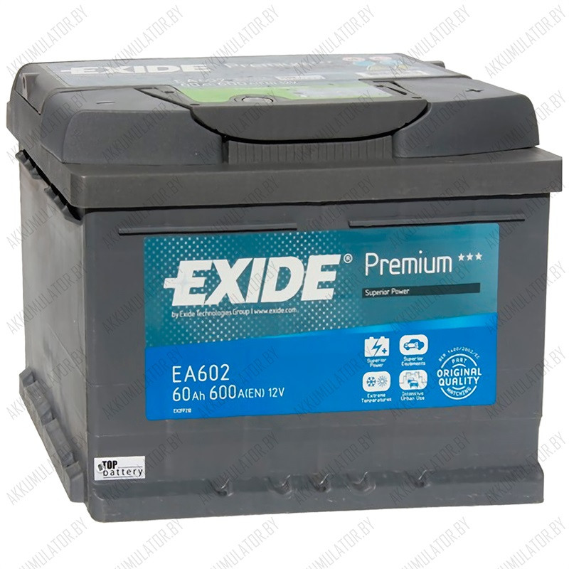 Аккумулятор Exide Premium EA602 / Низкий / 60Ah / 600А