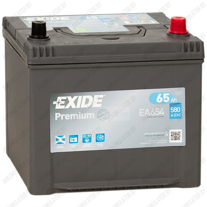 Аккумулятор Exide Premium EA654 / 65Ah / 580А / Asia