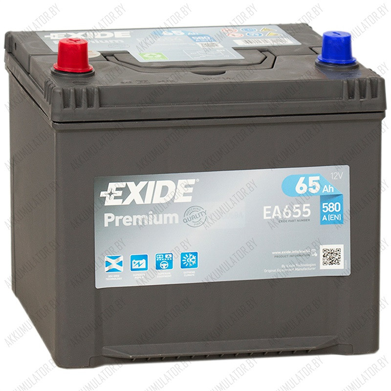 Аккумулятор Exide Premium EA655 / 65Ah / 580А / Asia / Прямая полярность - фото 1 - id-p75048768