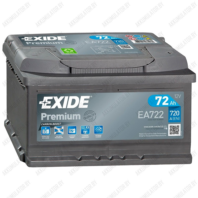 Аккумулятор Exide Premium EA722 / Низкий / 72Ah / 720А - фото 1 - id-p75048769