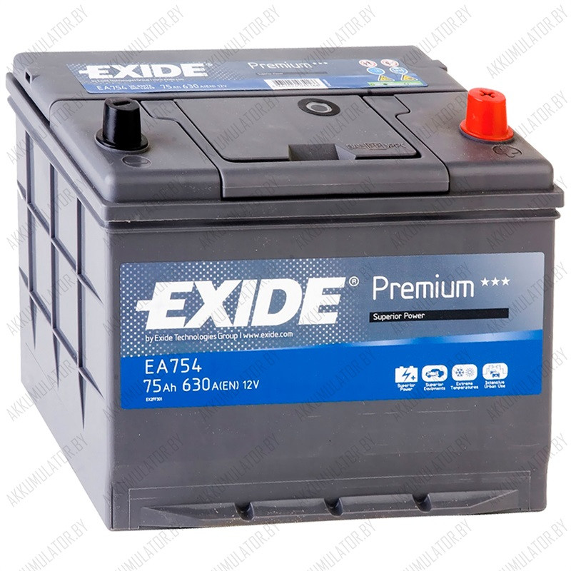 Аккумулятор Exide Premium EA754 / 75Ah / 630А / Asia - фото 1 - id-p75048770