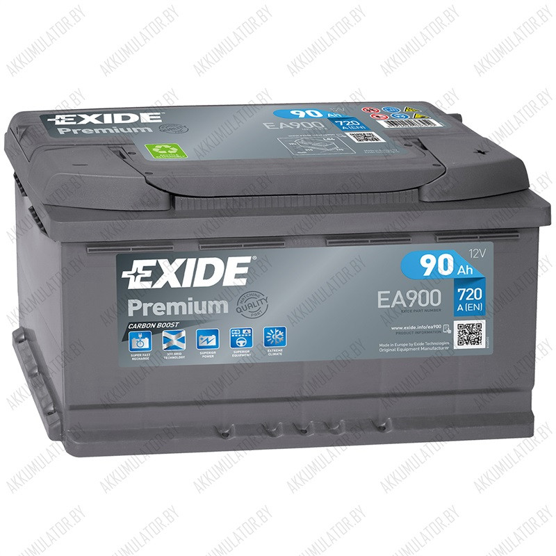 Аккумулятор Exide Premium EA900 / 90Ah / 720А / Обратная полярность / 315 x 175 x 190