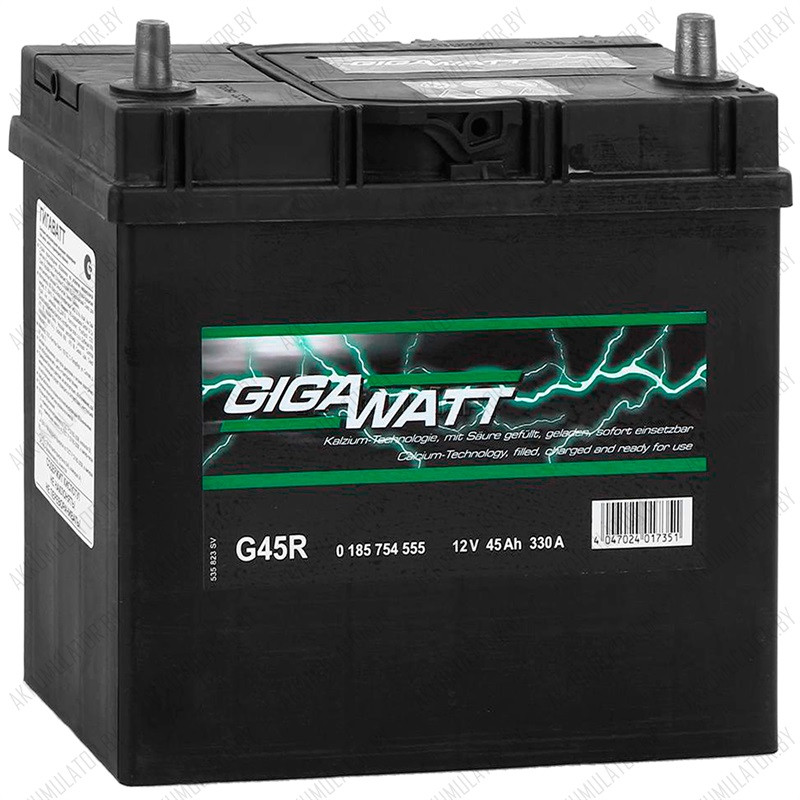 Аккумулятор GIGAWATT G45R / [545 155 033] / 45Ah / 330А / Asia - фото 1 - id-p75048799