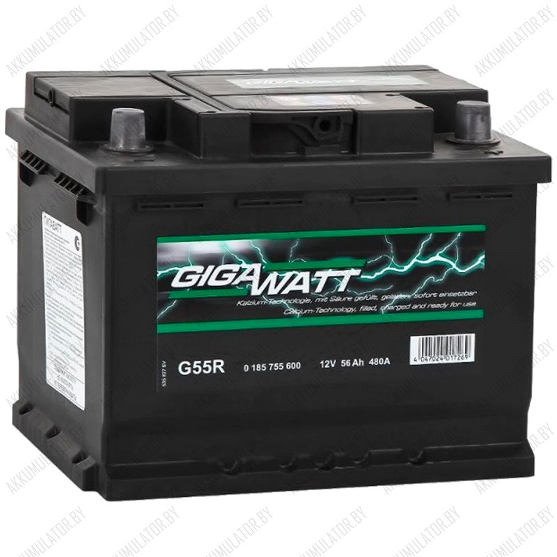 Аккумулятор GIGAWATT G55R / [556 400 048] / 56Ah / 480А - фото 1 - id-p75048801